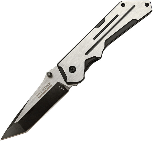 Tac Force Evolution Linerlock A/O Black & Brushed Stainless Folding Knife EA017S