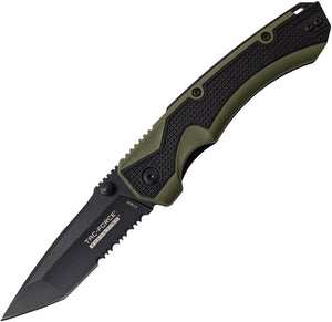 Tac Force Evolution Linerlock A/O Green & Black Handle Folding Knife EA019TBGN