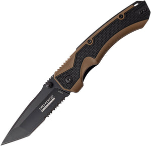 Tac Force Evolution Linerlock A/O Tan & Black Handle Folding Knife EA019TBTN