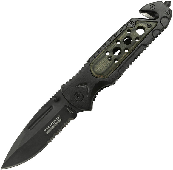 Tac Force Evolution Spring Assist A/O Black Pakkawood Folding Knife EA026WD