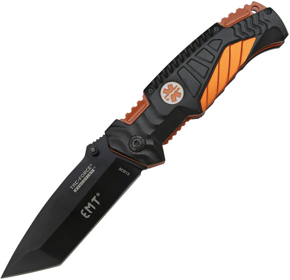 Tac Force Evolution Spring Assist Linerlock A/O Black & Orange Knife EA028TEM