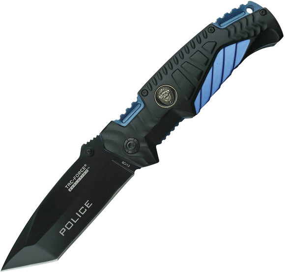 Tac Force Evolution Spring Assist Linerlock A/O Blk & Blue Handle Knife EA028TPD