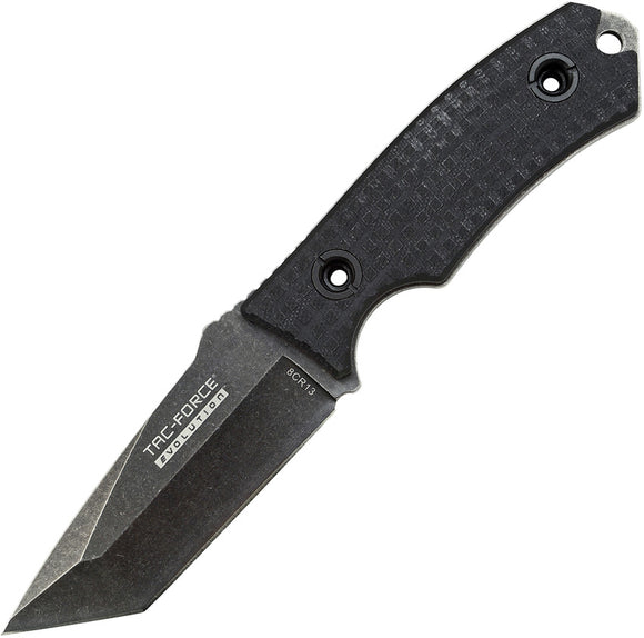 Tac Force Black G10 Handle Fixed 8Cr13MoV Tanto Blade Knife w/ Sheath FIX002BK