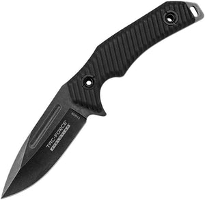 Tac Force Black G10 Handle 8Cr13MoV Stonewash Fixed Knife w/ Sheath EFIX006BK