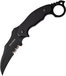 Tac Force Black G10 Handle Fixed Serrated Karambit Blade Knife + Sheath FIX002BK