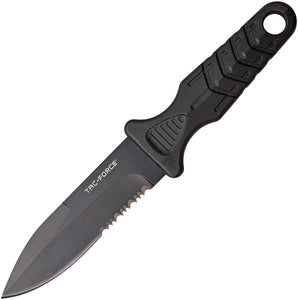 Tac Force 7" Black Handle 3Cr13 Serrated Fixed Blade Knife w/ Sheath FIX004BK