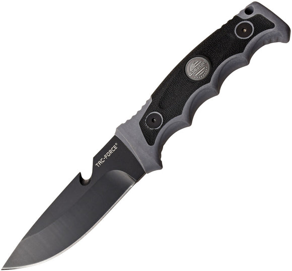 Tac Force Grey Handle Tactical Stainless Black Fixed Drop Blade Knife FIX005GY