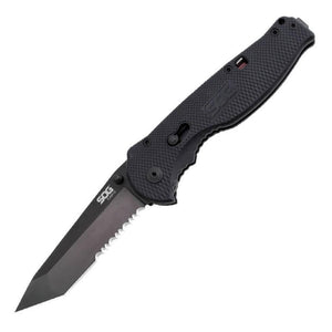 SOG Flash II Piston Lock A/O Serrated Stainless Black Folding Knife