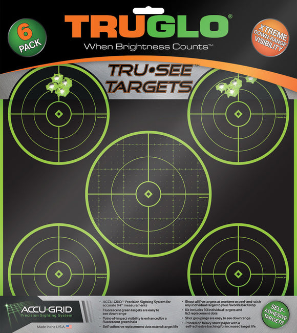 TRUGLO Tru-See 5 Bullseye Target 6pk 11a6