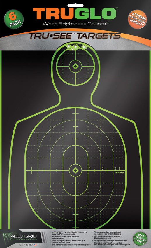 TRUGLO Tru-See Handgun Target 6pk 13a6