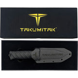 Takumitak Fulcrum Black Smooth G10 D2 Steel Fixed Blade Knife F201BK