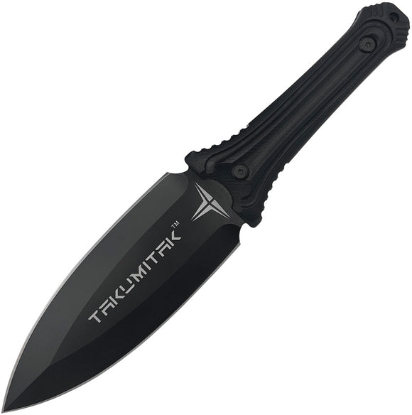 Takumitak Sentinel Black Smooth G10 D2 Stainless Steel Fixed Blade Knife 203BK