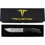 Takumitak Exit Point Black Smooth G10 D2 Steel Fixed Blade Knife F211SL