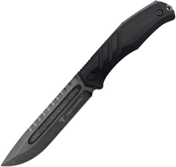 Takumitak Exit Point Black Smooth G10 D2 Steel Fixed Blade Knife F211SW