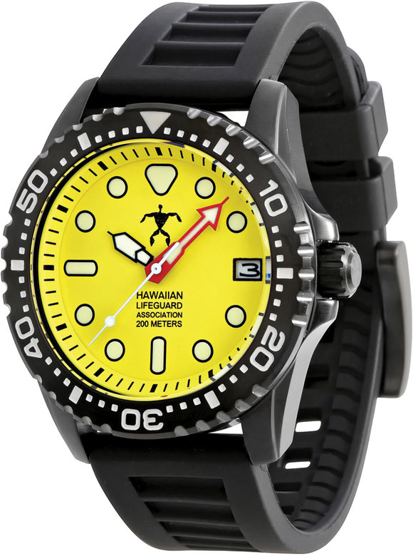 Time Concepts Hawaiian Lifeguard Black Rubber Band Wrist Watch HLA5407
