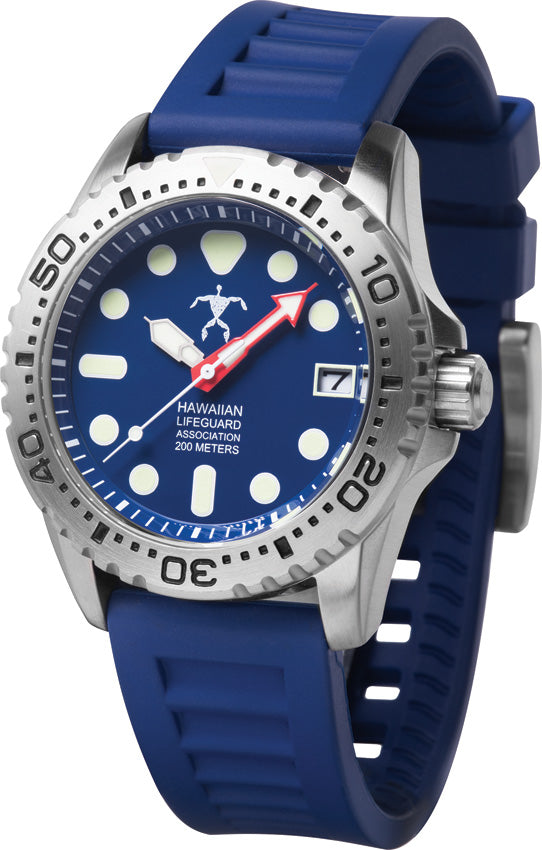 Time Concepts Hawaiian Lifeguard Blue Rubber Band Wrist Watch HLA5419