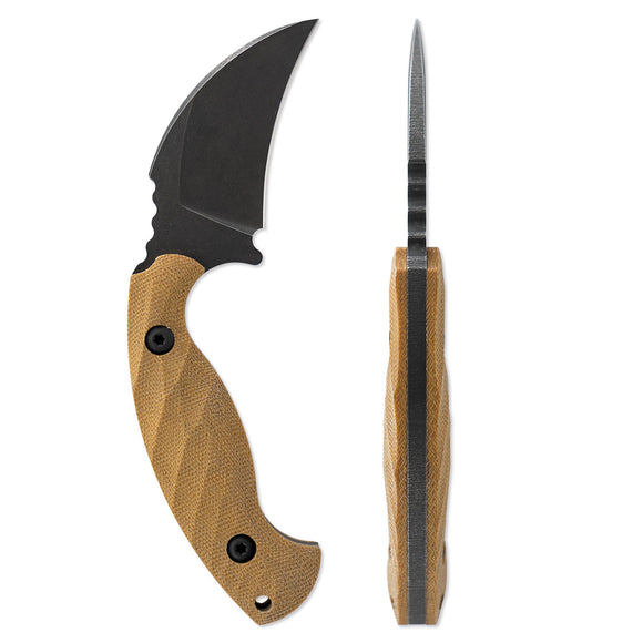 Toor Knives KARSUMBA Burlap natural Canvas Micarta S35Vn Karambit Knife + Kydex 7580