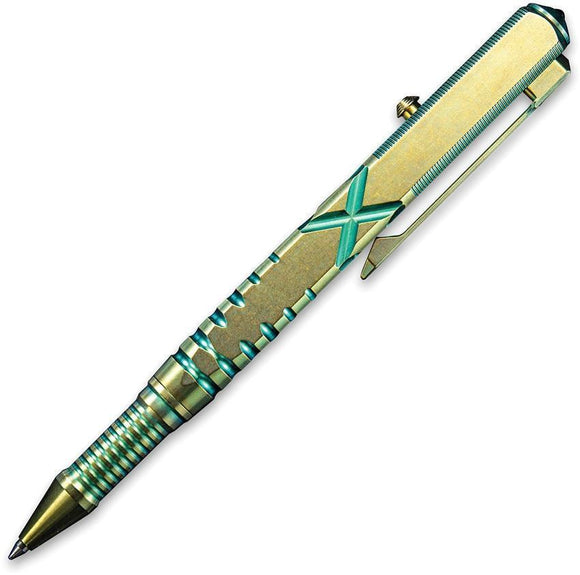 We Knife Co Tactical Green Glass Breaker Titanium Body Bolt Action Pen