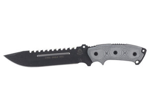 TOPS 12.75" Steel Eagle Fixed Black Sawback Blade Micarta Handle Knife 107C