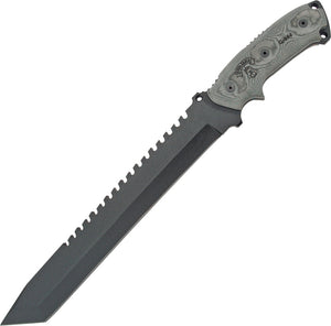 TOPS 16.75" Steel Eagle Fixed Black Sawback Blade Micarta Handle Knife 111A
