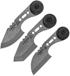 TOPS 3pc 1095HC Steel Fixed Blade Bros Knives Combo Set w/ Belt Sheath 3BRCMB