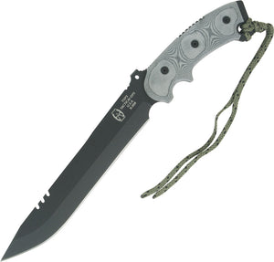 TOPS 15.25" Anaconda Hunters Point Fixed Blade Black Micarta Handle Knife AN9HP