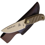 TOPS 6.5" Baja Fixed Coyote Tan Blade Green Canvas Handle Knife + Sheath BAJA03