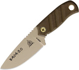 TOPS 6.5" Baja Fixed Coyote Tan Blade Green Canvas Handle Knife + Sheath BAJA03