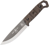 TOPS Brakimo Green Micarta Tungsten 1095 Fixed Blade Knife w/ Sheath BRAK02R