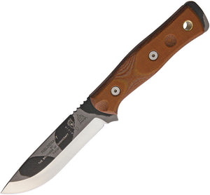 TOPS BOB Fieldcraft Hunter Tan Micarta 1095HC Steel Fixed Blade Knife BROS01C