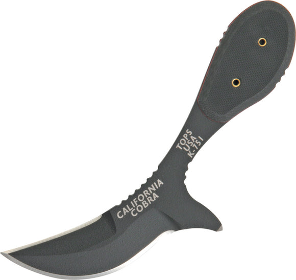 TOPS California Cobra Fixed Black Traction Coated Blade G10 Handle Knife CALCO01