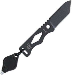 TOPS Chico One Piece Fixed Carbon Steel Blade Black Handle Neck Knife CHI01