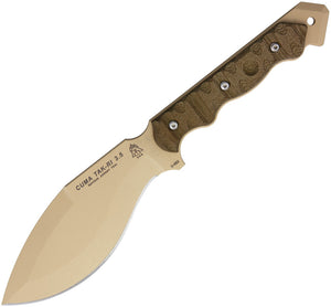 TOPS 13.5" Cuma Tak Ri Coyote Tan Fixed Kukri Blade Green Handle Knife CUMATK35