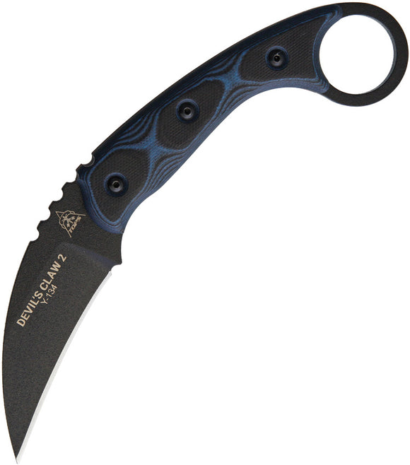 TOPS Devils Claw 2 Black & Blue Fixed Blade Knife DEVCL02
