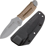 TOPS Desert Fox One Piece Fixed Blade Tan Paracord Wrapped Handle Knife DFOX01