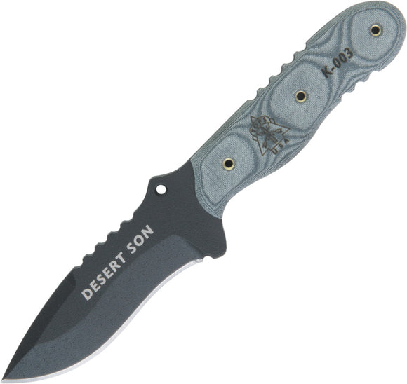 TOPS Desert Son Fixed Carbon Steel Blade Black Linen Micarta Handle Knife - DSON01