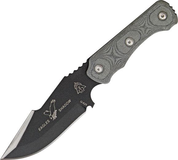 TOPS Eagles Shadow Fixed Carbon Steel Blade Black Micarta Handle Knife ESH01