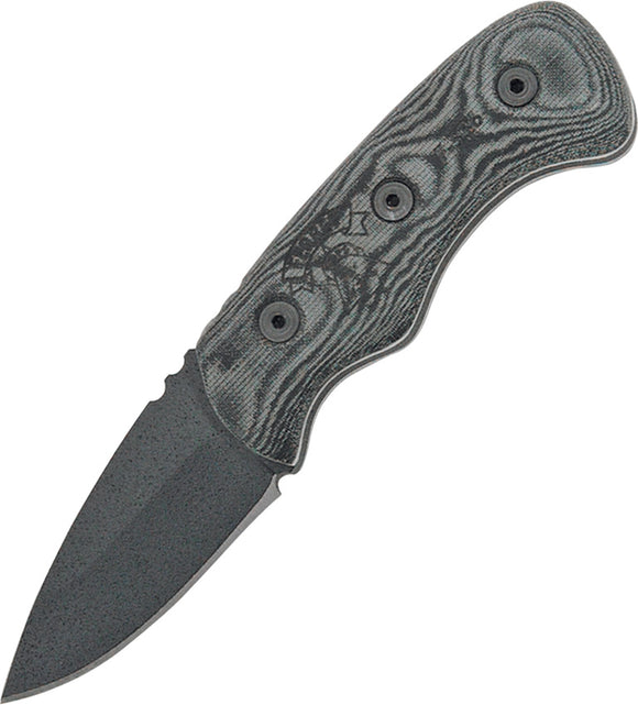 TOPS Ferret Fixed Carbon Steel Blade Black Linen Micarta Handle Knife FBHP01