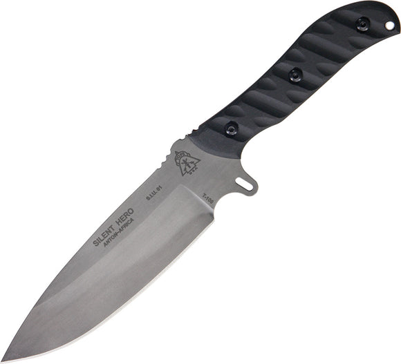TOPS Silent Hero 1095 Carbon Steel RiverWash Rocky Mountain Tread Fixed Knife HERO01