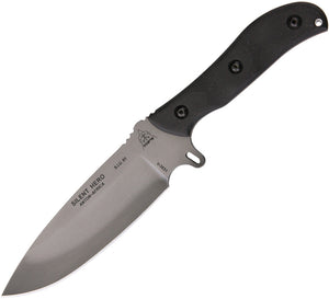 TOPS Silent Hero 1095 Carbon Steel Black Handle RiverWash Fixed Knife HERO02