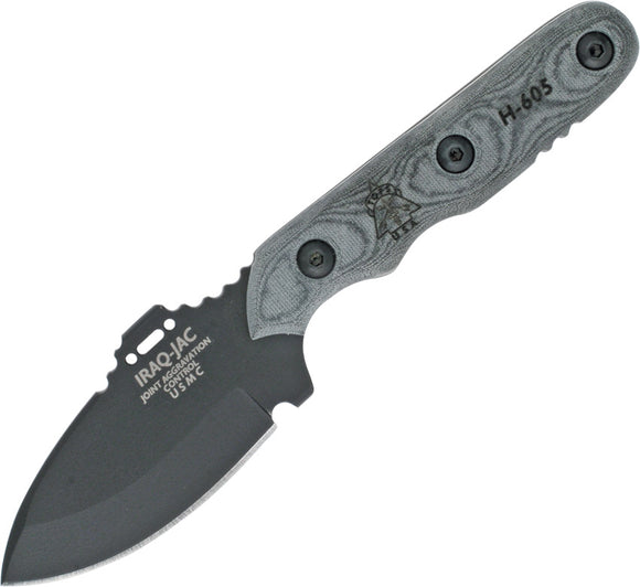 TOPS Knives Iraq-Jac Fixed Carbon Steel Blade Black Micarta Handle Knife JAC01