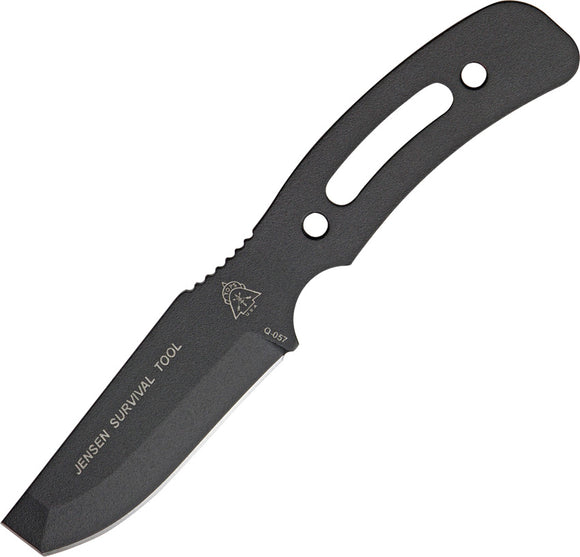 TOPS Knives Jensen Survival Tool One Piece Fixed Blade Black Handle Knife JST01