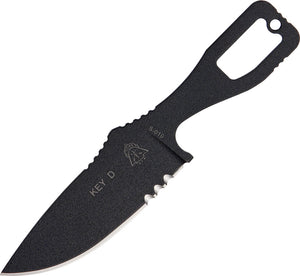 TOPS Key D Black 1095 High Carbon Steel Fixed Blade Knife w/ Kydex Sheath KEYD