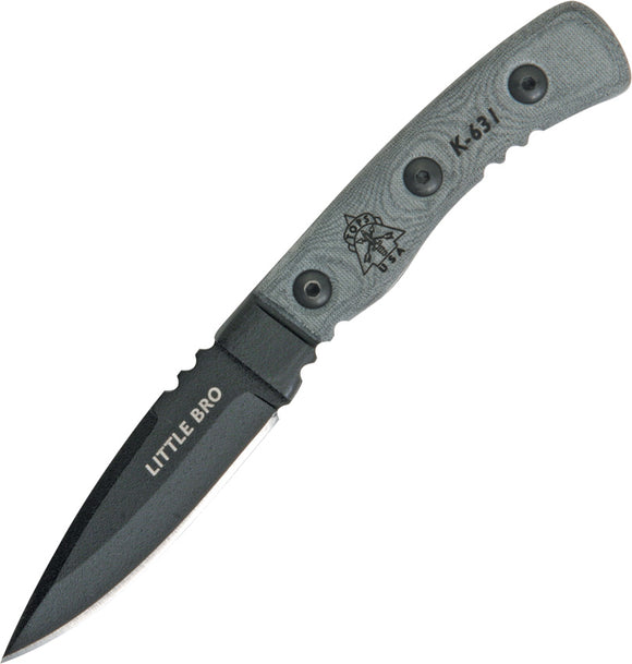 TOPS Knives Little Bro Fixed Blade Black Micarta Handle Knife + Sheath LBRO01