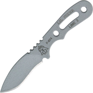 TOPS 4.25" Lil Fixer One Piece Fixed Blade Gray Tactical Handle Knife LFIX01