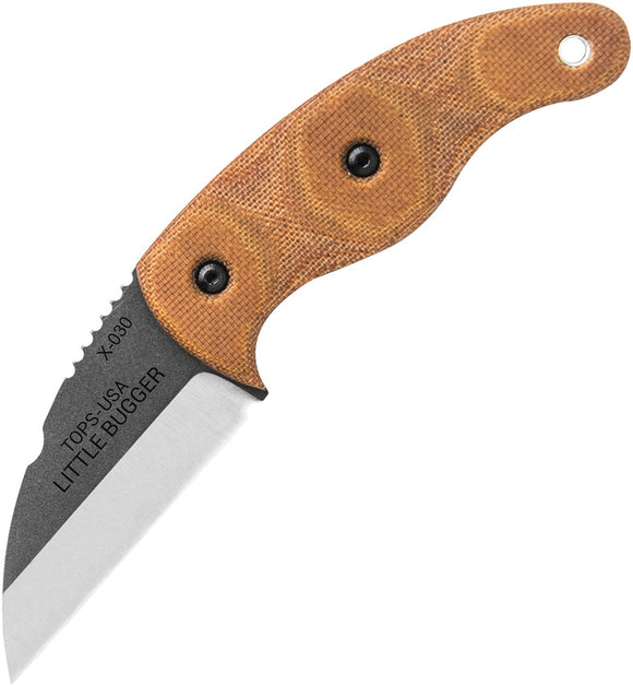 TOPS Knives Little Bugger Tan Fixed Neck Knife w/ Kydex Sheath 5.75