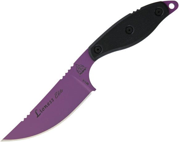 TOPS Lioness Elite Wild Purple Edit Fixed Blade Black G10 Handle Knife LIONELT