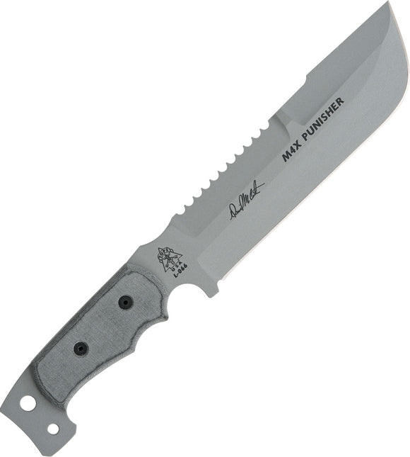 TOPS Knives M4X Punisher Fixed Sawback Blade Gray Micarta Handle Knife M4X01