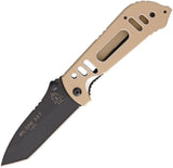 TOPS Knives Mil SPIE Tanto Coyote Tan Handle Black N690 Folding Knife MIL35FTP