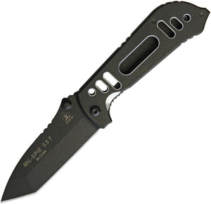 TOPS Knives Mil SPIE Linerlock Black N690 Tanto Folding Knife MIL35TPB